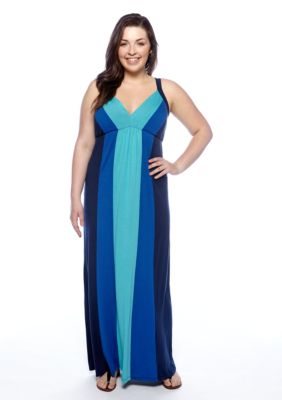 Eyeshadow Plus Size Colorblock Maxi Dress