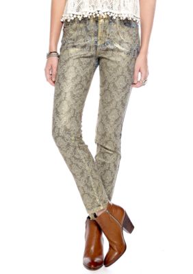 Free People Damask Tapestry Foil Skinny Jean