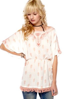 Free People Printed Cozy Gauze Top