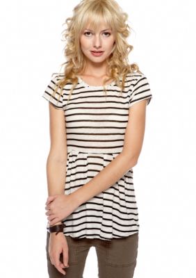 Free People Stripe Cotton Linen Knit Top