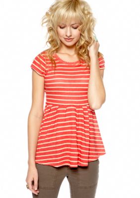 Free People Stripe Cotton Linen Knit Top