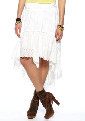 Free People Striped Cotton Dobby Skirt