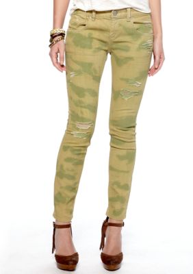 Free People Destroyed Camo Skinny Jean