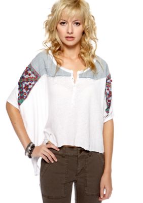 Free People Cotton Linen Knit Top