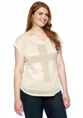 Free 2 Luv Plus Size Studded Cross Top