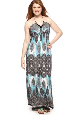 Heart N Soul Plus Size Print Necklace Maxi