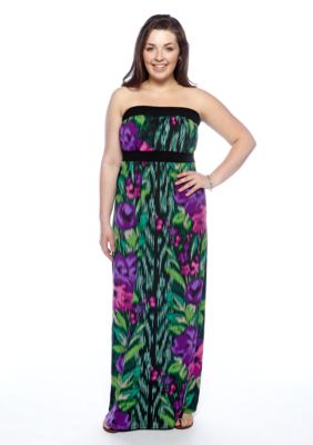 Free 2 Luv Plus Size Strapless Maxi Dress