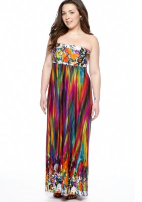 Free 2 Luv Plus Size Strapless Maxi Dress