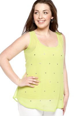 Free 2 Luv Plus Size Studded Hi-Lo Tank