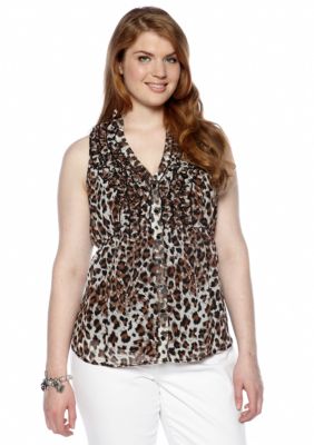 Free 2 Luv Plus Size Leopard Print Babydoll Top
