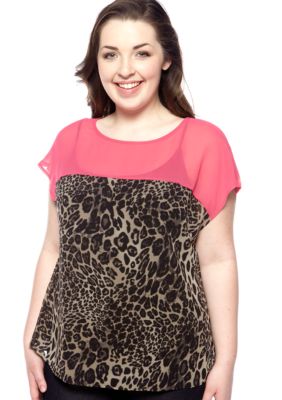 Free 2 Luv Plus Size Cheetah Print Blouse