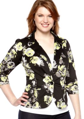 Free 2 Luv Plus Size Floral Blazer