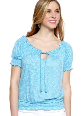 Belle Du Jour Printed Smocked Peasant