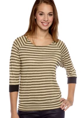 Belle Du Jour Lurex Stripe Banded Bottom Top