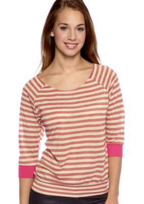Belle Du Jour Lurex Stripe Banded Bottom Top