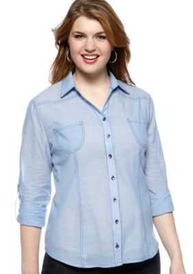 Belle De Jour Plus Size Chambray Shirt