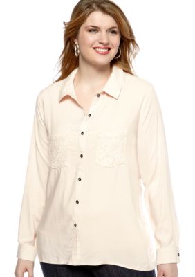Belle De Jour Plus Size Crochet Shirt