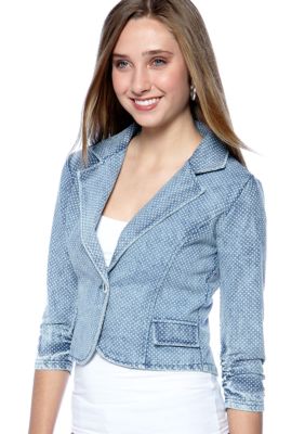 Belle Du Jour Belle Du Jour Allover Dot Denim Blazer