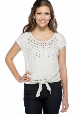Belle Du Jour Tie Front Stud Tee