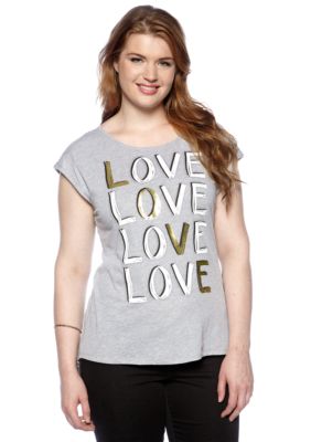 Belle De Jour Plus Size Screen Printed Fishtail Top