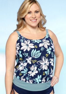 Beach House Plus Size West Palm Floral Blouson Tankini