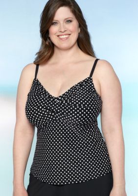 Beach House Woman Plus Size Retro Dot Twist Bra Tankini
