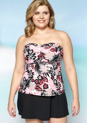 Beach House Woman Plus Size Floral Bandeau Tankini