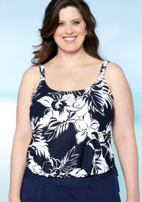 Beach House Woman Plus Size Sand Dune Floral Blouson Tankini