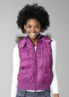 Spicy Clothing - Takeout Puffer Vest With Fur