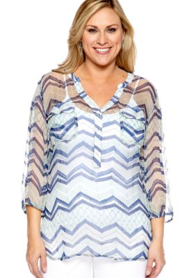 Lucky Brand Plus Size Sheer Shirt