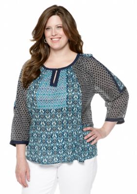 Lucky Brand Plus Size Geo Top