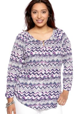 Lucky Brand Plus Size Chevron Stripe Knit Top