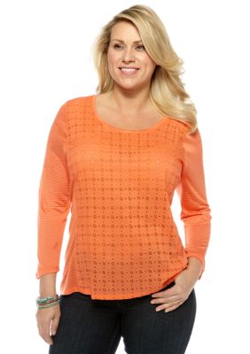 Lucky Brand Plus Size Knit Top with Cutouts