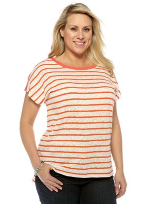 Lucky Brand Short Sleeve Stripe Knit Top