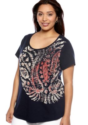 Lucky Brand Plus Size Bold Print Crewneck Tee