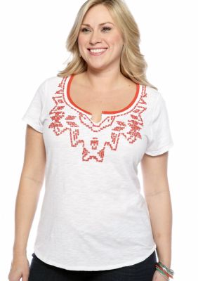 Lucky Brand Plus Size Beaded Tee
