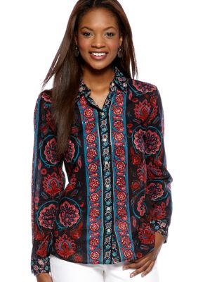 Lucky Brand Joan Scarf Print Blouse