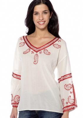 Lucky Brand Topango Days Embroidered Top
