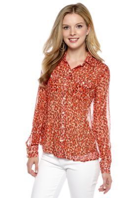 Lucky Brand Cheetah Print Button Down Shirt