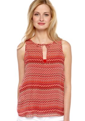 Lucky Brand Zig Zag Stripe Keyhole Tank Top