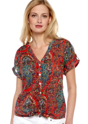 Lucky Brand Paisley Print Cameron Tie Top