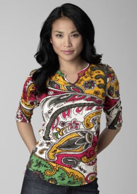 Lucky Brand Paisley Printed Long Sleeve Tunic