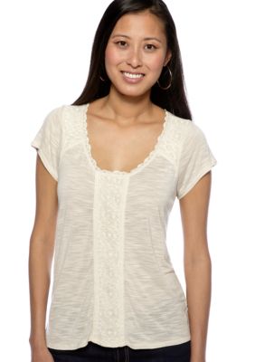 Lucky Brand Nania Lace Inset Top