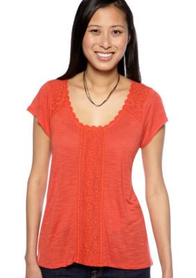 Lucky Brand Nania Lace Inset Top