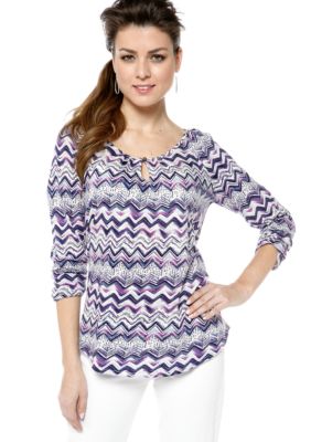 Lucky Brand Zig Zag Printed Ezra Top