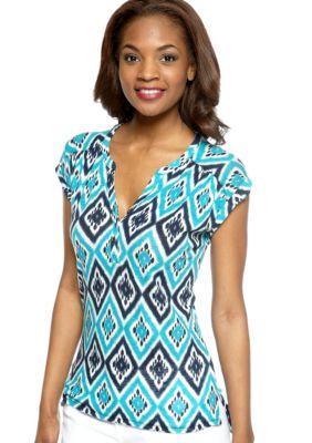 Lucky Brand Ikat Print Henley Tee