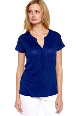 Lucky Brand Extended Shoulder Placket Tee