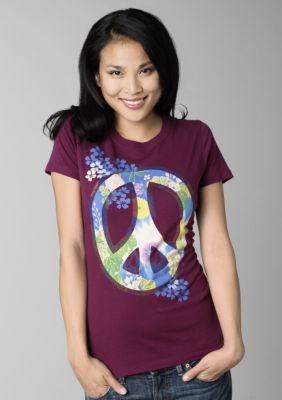 Lucky Brand Crew Neck Kimono Peace Sign Tee
