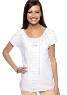 Lucky Brand Alice Dolman Sleeve Top with Eyelet Detail