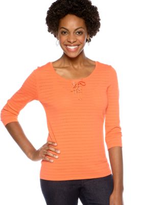 Cable and Gauge Lace Up Pullover Sweater